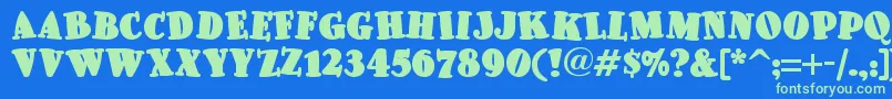 Pleasinglyplumpnf Font – Green Fonts on Blue Background