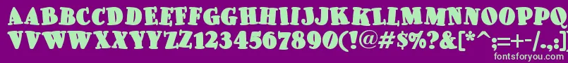 Pleasinglyplumpnf-fontti – vihreät fontit violetilla taustalla