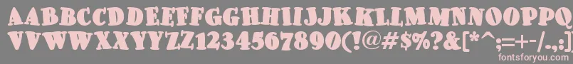 フォントPleasinglyplumpnf – 灰色の背景にピンクのフォント