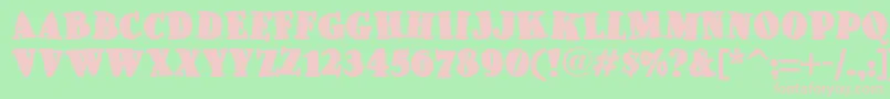 Pleasinglyplumpnf-fontti – vaaleanpunaiset fontit vihreällä taustalla