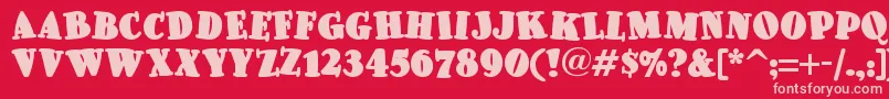 Pleasinglyplumpnf-Schriftart – Rosa Schriften auf rotem Hintergrund