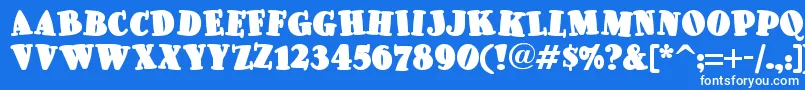 Pleasinglyplumpnf-Schriftart – Weiße Schriften auf blauem Hintergrund