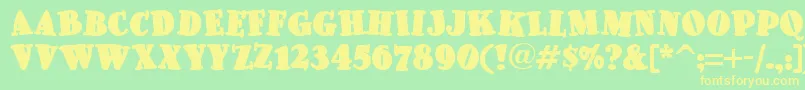 Pleasinglyplumpnf-fontti – keltaiset fontit vihreällä taustalla