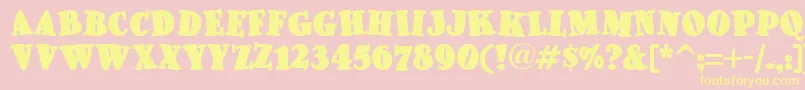 Pleasinglyplumpnf-fontti – keltaiset fontit vaaleanpunaisella taustalla