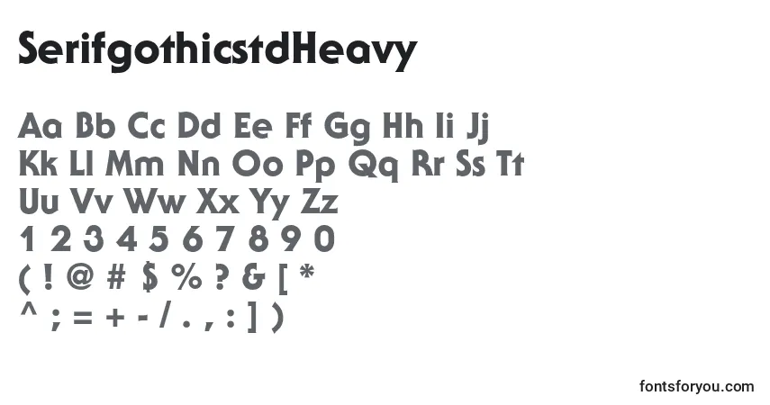 A fonte SerifgothicstdHeavy – alfabeto, números, caracteres especiais