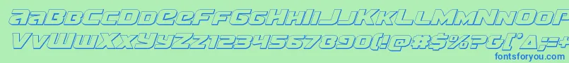 Шрифт Terran3Dital – синие шрифты на зелёном фоне