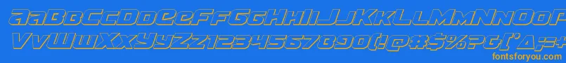 Terran3Dital Font – Orange Fonts on Blue Background