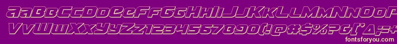 Terran3Dital-Schriftart – Gelbe Schriften auf violettem Hintergrund