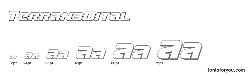 Размеры шрифта Terran3Dital