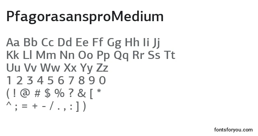 A fonte PfagorasansproMedium – alfabeto, números, caracteres especiais