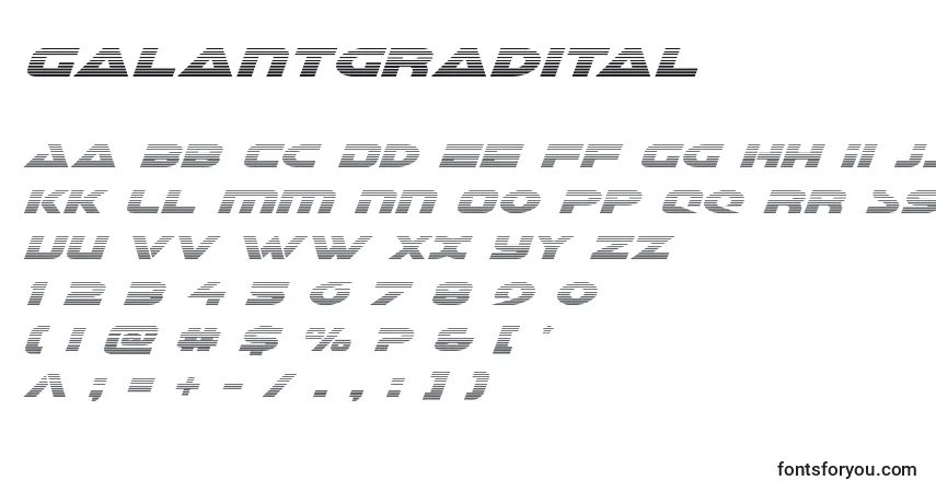 Schriftart Galantgradital – Alphabet, Zahlen, spezielle Symbole