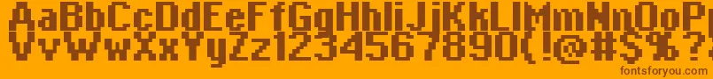 Weitere Informationen zur Copy0865-Schriftart Copy0865-Schriftart – Braune Schriften auf orangefarbenem Hintergrund