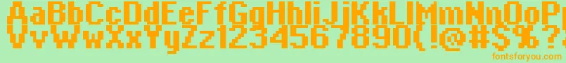 Czcionka Copy0865 – pomarańczowe czcionki na zielonym tle
