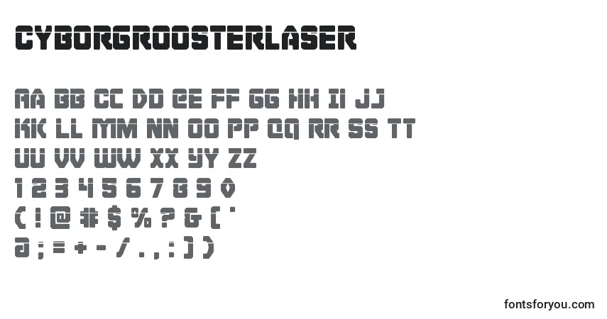 Schriftart Cyborgroosterlaser – Alphabet, Zahlen, spezielle Symbole