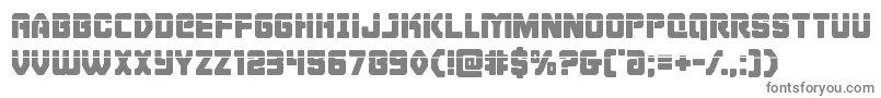Cyborgroosterlaser-fontti – harmaat kirjasimet valkoisella taustalla