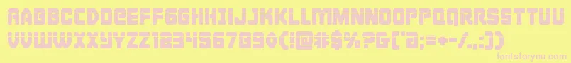 Cyborgroosterlaser-fontti – vaaleanpunaiset fontit keltaisella taustalla