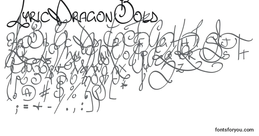 LyricDragonBold Font – alphabet, numbers, special characters