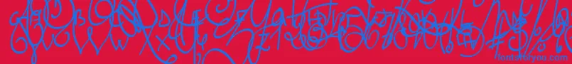 LyricDragonBold Font – Blue Fonts on Red Background