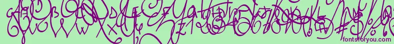 LyricDragonBold Font – Purple Fonts on Green Background