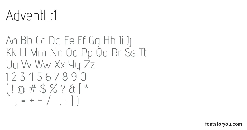 A fonte AdventLt1 – alfabeto, números, caracteres especiais