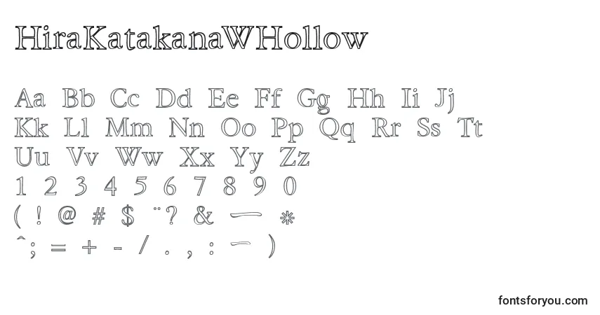 A fonte HiraKatakanaWHollow – alfabeto, números, caracteres especiais