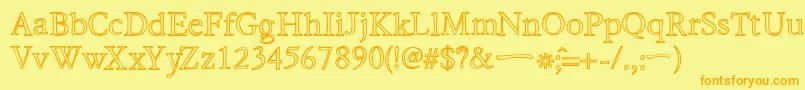 More about HiraKatakanaWHollow Font HiraKatakanaWHollow Font – Orange Fonts on Yellow Background