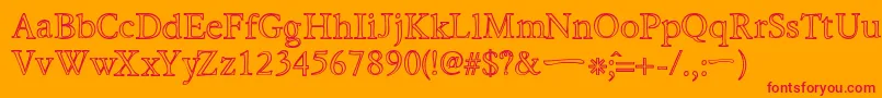 HiraKatakanaWHollow-Schriftart – Rote Schriften auf orangefarbenem Hintergrund