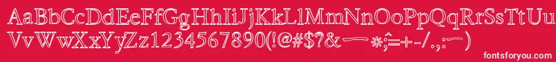 フォントHiraKatakanaWHollow – 赤い背景に白い文字