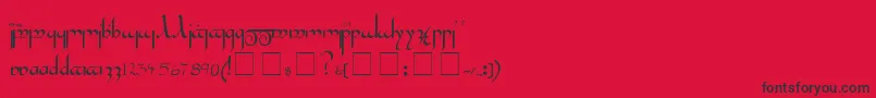 Tengwar-Schriftart – Schwarze Schriften auf rotem Hintergrund