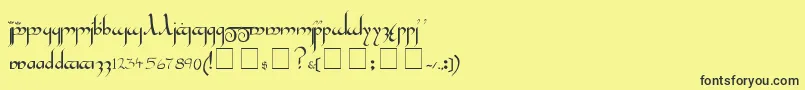 Tengwar-Schriftart – Schwarze Schriften auf gelbem Hintergrund