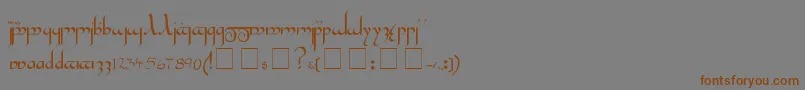 フォントTengwar – 茶色の文字が灰色の背景にあります。