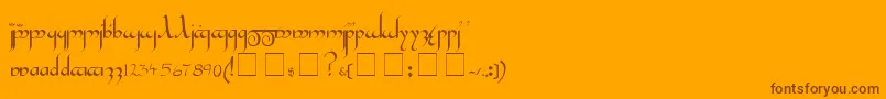 Fonte Tengwar – fontes marrons em um fundo laranja