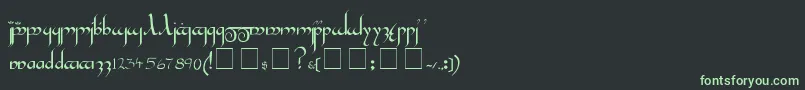 フォントTengwar – 黒い背景に緑の文字