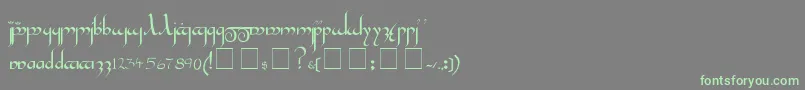 フォントTengwar – 灰色の背景に緑のフォント