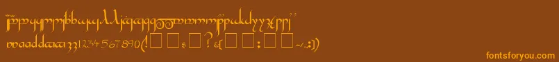 Tengwar-fontti – oranssit fontit ruskealla taustalla