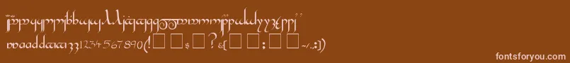 Tengwar-Schriftart – Rosa Schriften auf braunem Hintergrund