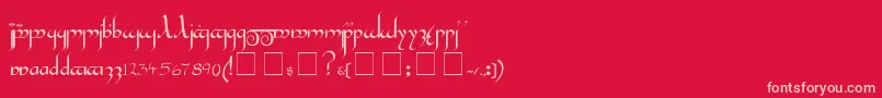 Tengwar-Schriftart – Rosa Schriften auf rotem Hintergrund