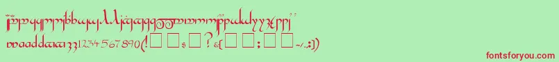 Шрифт Tengwar – красные шрифты на зелёном фоне