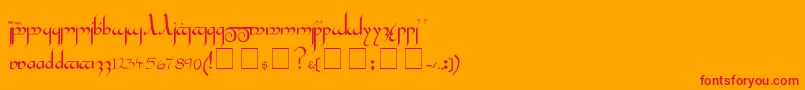 Tengwar-Schriftart – Rote Schriften auf orangefarbenem Hintergrund