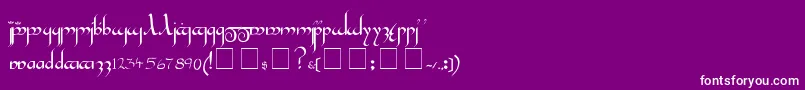 Tengwar-fontti – valkoiset fontit violetilla taustalla