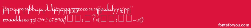 Tengwar-Schriftart – Weiße Schriften auf rotem Hintergrund