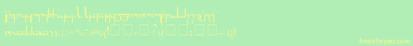 Шрифт Tengwar – жёлтые шрифты на зелёном фоне