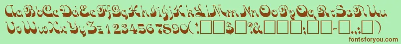 フォントVocoscriptsskRegular – 緑の背景に茶色のフォント