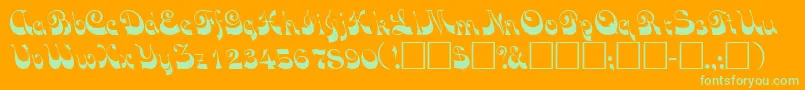 VocoscriptsskRegular-Schriftart – Grüne Schriften auf orangefarbenem Hintergrund