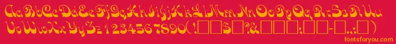 VocoscriptsskRegular-Schriftart – Orangefarbene Schriften auf rotem Hintergrund
