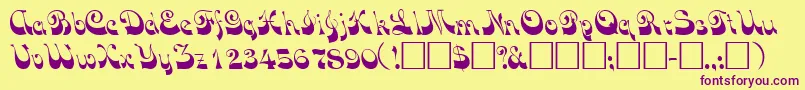 フォントVocoscriptsskRegular – 紫色のフォント、黄色の背景