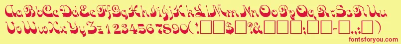 VocoscriptsskRegular-Schriftart – Rote Schriften auf gelbem Hintergrund