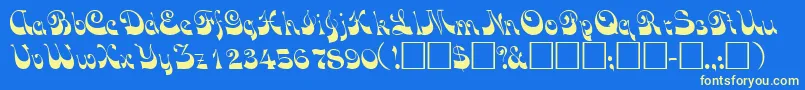 VocoscriptsskRegular-Schriftart – Gelbe Schriften auf blauem Hintergrund