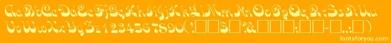 Fonte VocoscriptsskRegular – fontes amarelas em um fundo laranja