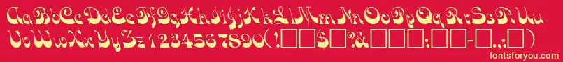VocoscriptsskRegular-Schriftart – Gelbe Schriften auf rotem Hintergrund